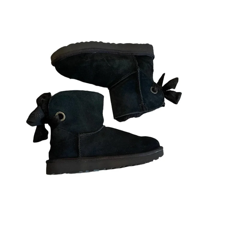 UGG Customizable Bailey Bow Mini Boots Black Women's Size 6